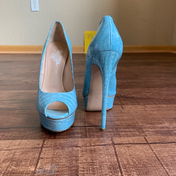 Casadei snake print peeptoe stiletto platform heel - Picture 9 of 14